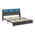 King Bed Frame with LED Storage Headboard, USB Ports & App Control
