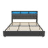 King Bed Frame with LED Storage Headboard, USB Ports & App Control