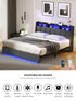 King Bed Frame with LED Storage Headboard, USB Ports & App Control
