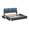 King Size Bed Frame Headboard RGB LED Lights with Drawer USB
