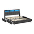King Size Bed Frame Headboard RGB LED Lights with Drawer USB