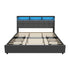 King Size Bed Frame Headboard RGB LED Lights with Drawer USB