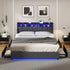 King Size Bed Frame Headboard RGB LED Lights with Drawer USB