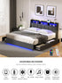 King Size Bed Frame Headboard RGB LED Lights with Drawer USB