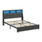Queen Size Bed Frame With LED Storage Headboard USB Charging