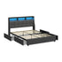 Queen Size Bed Frame Headboard RGB LED Lights Drawer USB