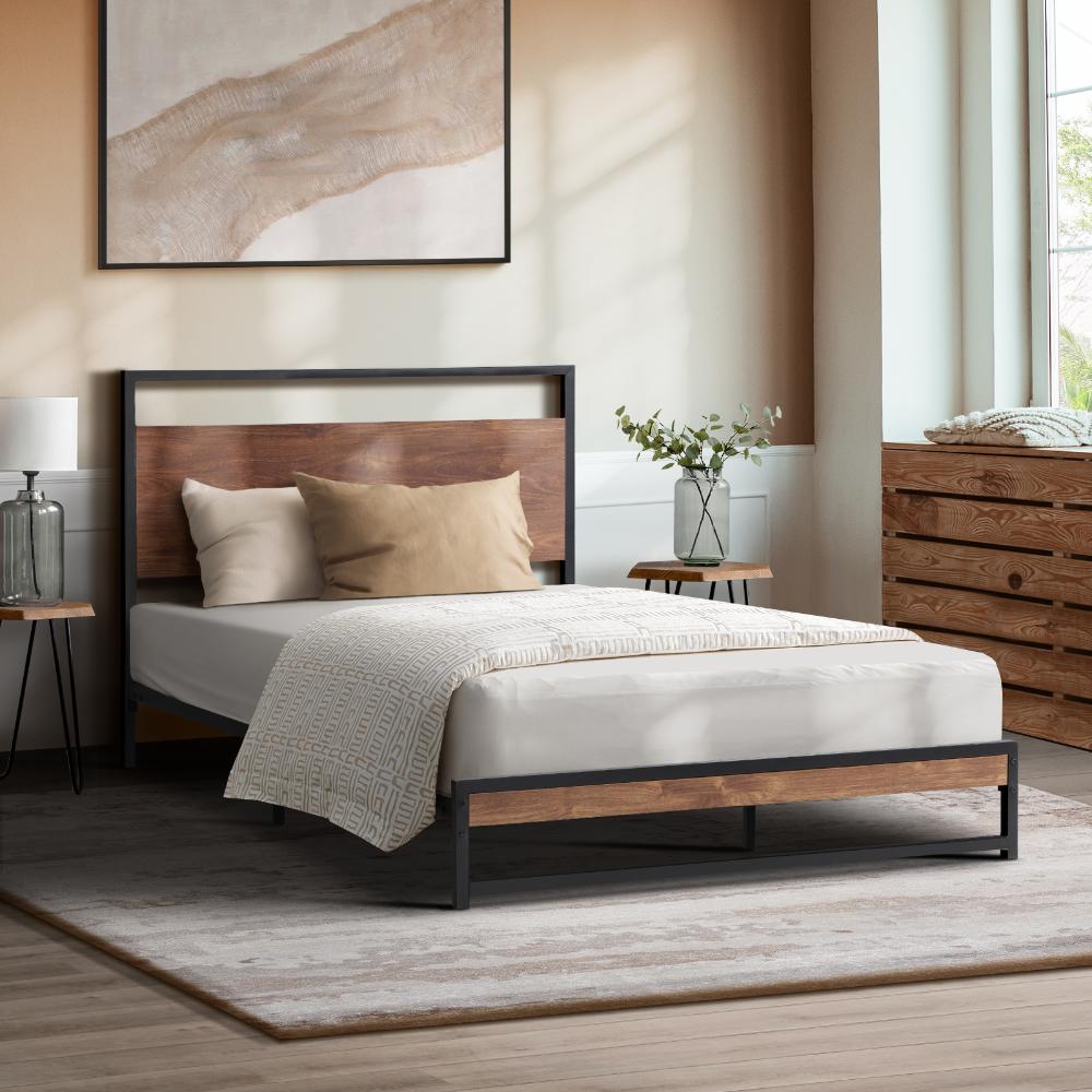 Metal Bed Frame King Single Size Wooden