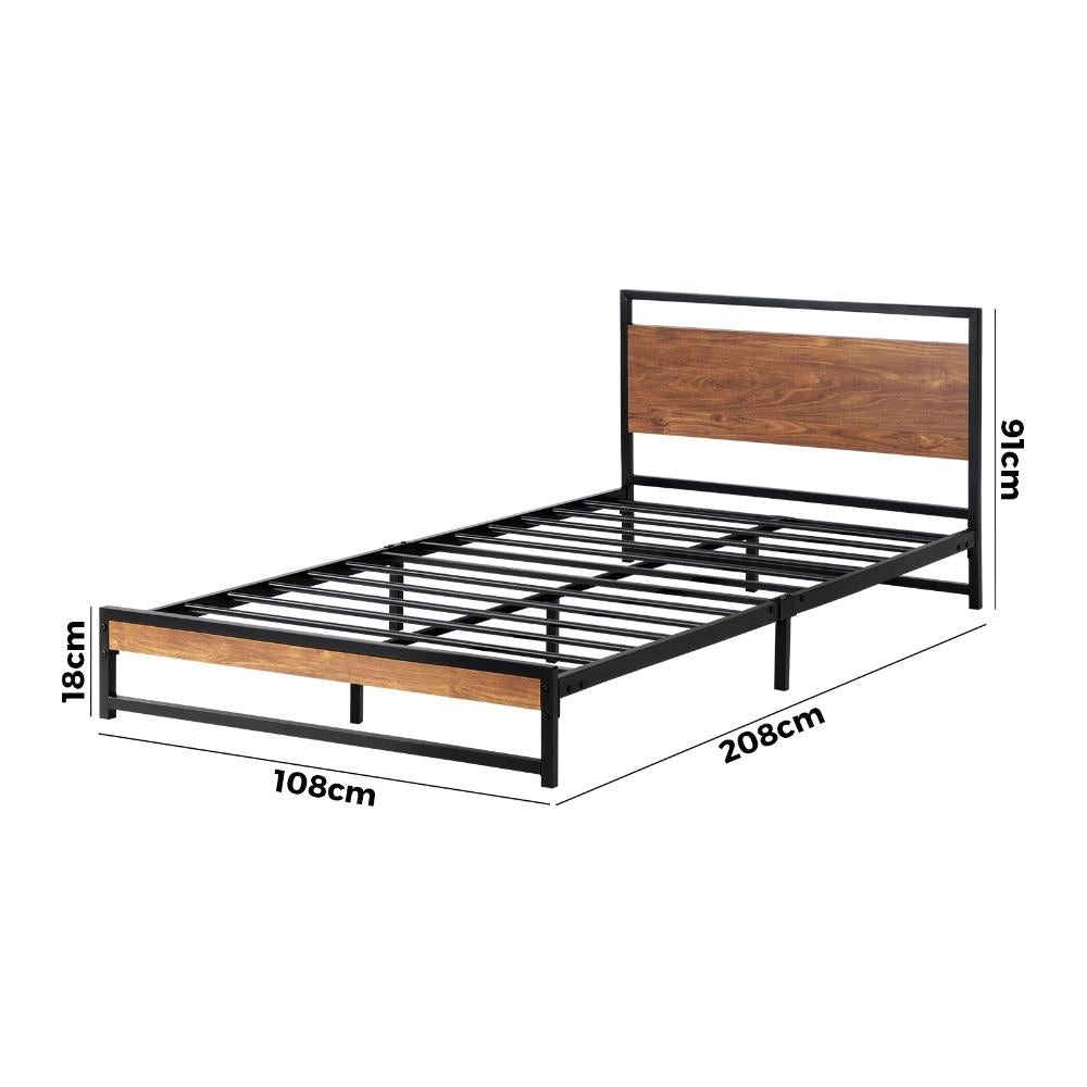 Metal Bed Frame King Single Size Wooden