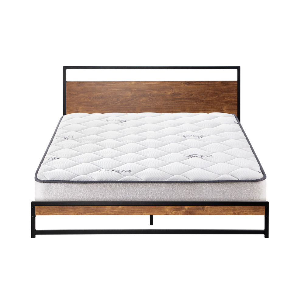 Oikiture Metal Bed Frame Double Size Beds Platform with Mattress