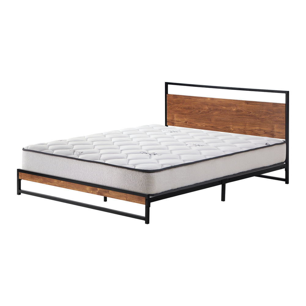 Oikiture Metal Bed Frame Double Size Beds Platform with Mattress