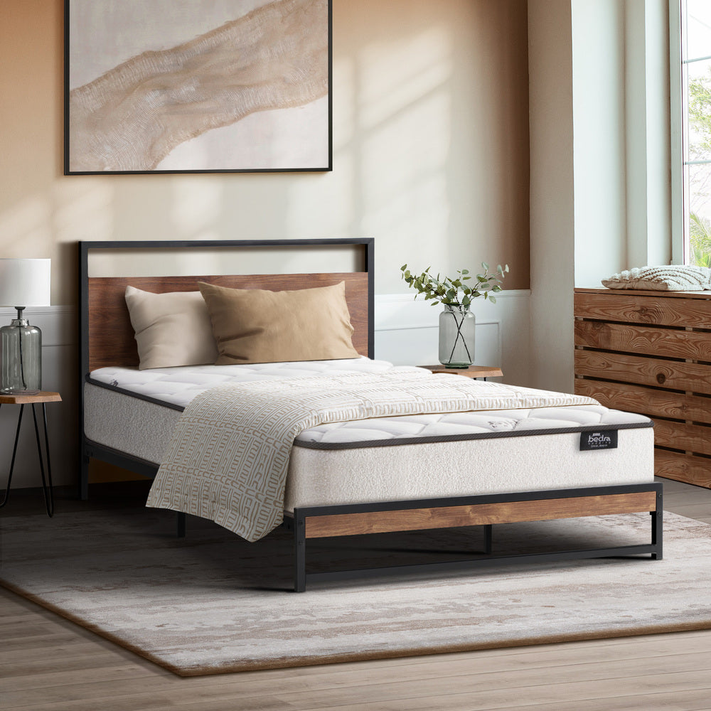 Metal Bed Frame King Single Beds Platform with Mattress