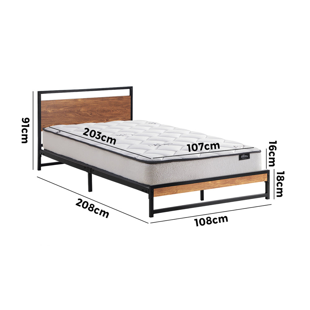 Metal Bed Frame King Single Beds Platform with Mattress
