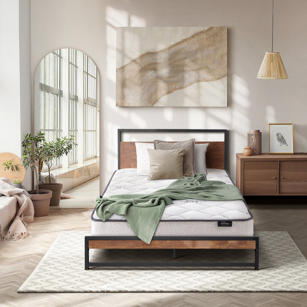 Metal Bed Frame King Single Beds Platform with Mattress