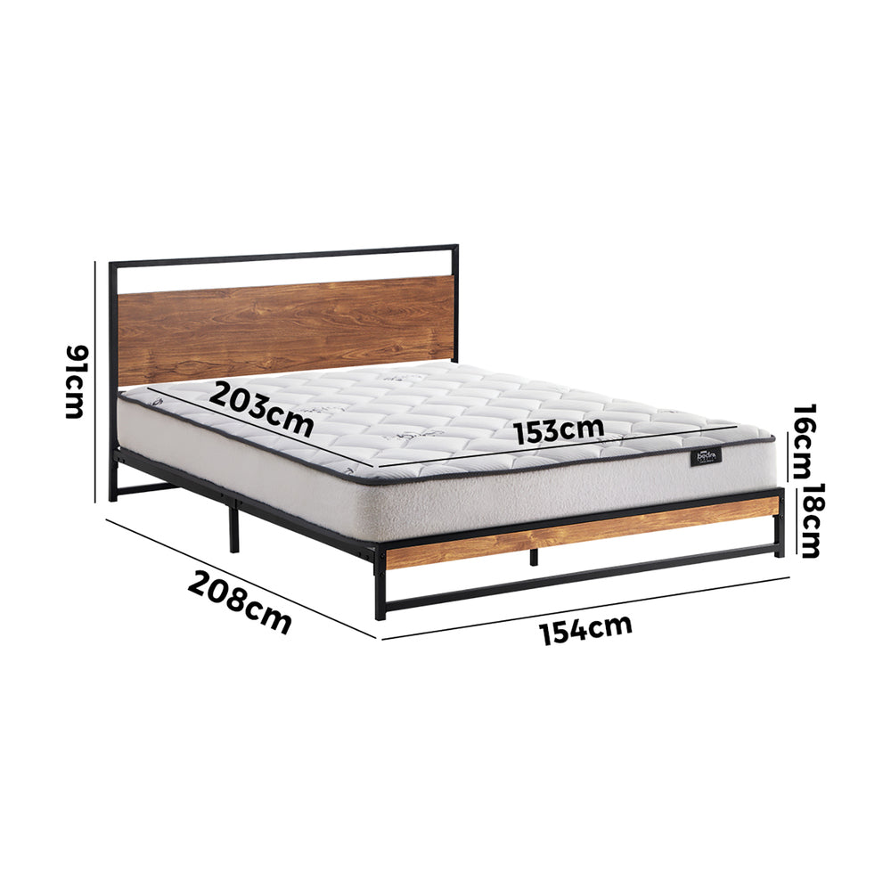 Metal Bed Frame Queen Size Beds Platform with Mattress