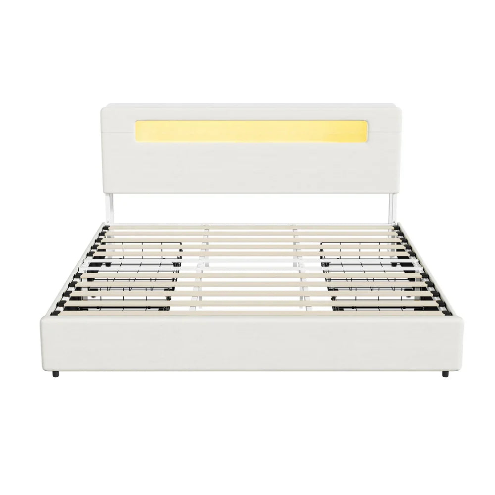 Bed Frame 4 Drawers King Size with LED Charging Bedhead