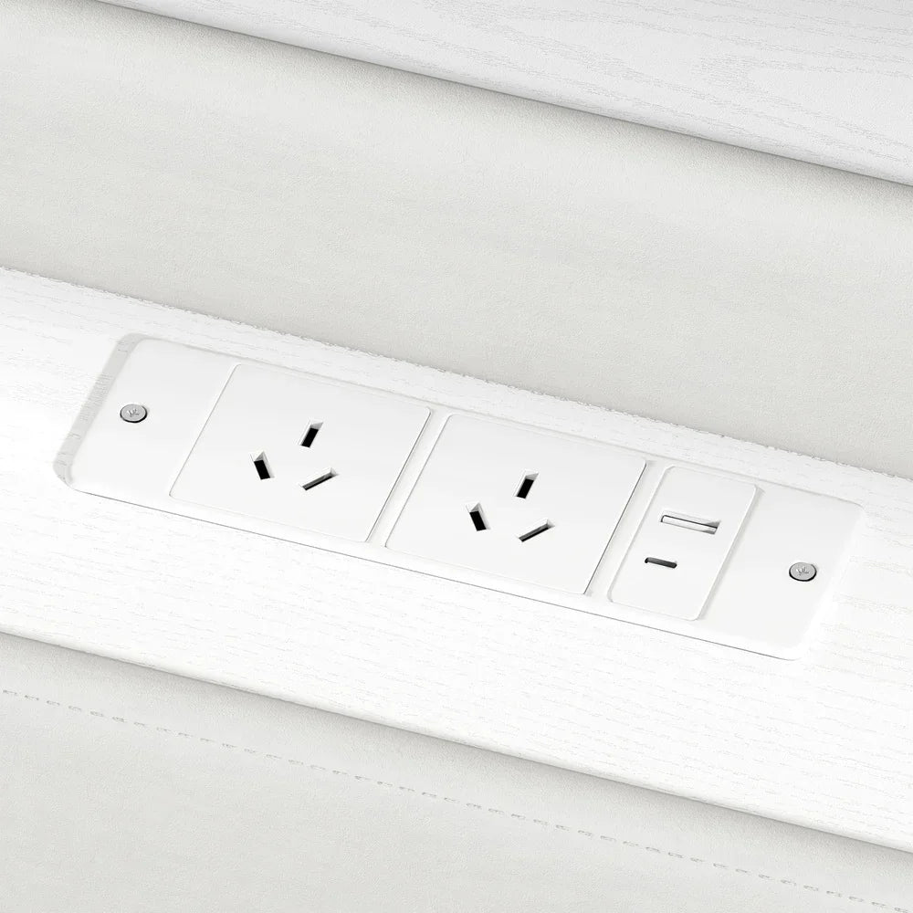 Bed Frame Queen Size with LED Lights USB Charging Headboad
