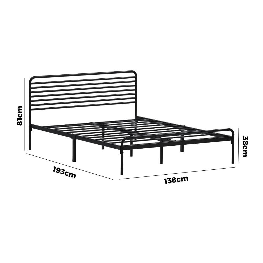 Double Metal Bed Frame Railing-style Black