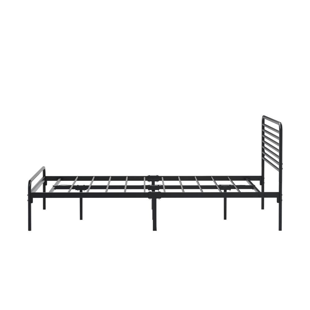 Double Metal Bed Frame Railing-style Black