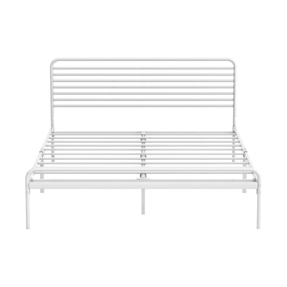 Metal Bed Frame Double Size Platform White