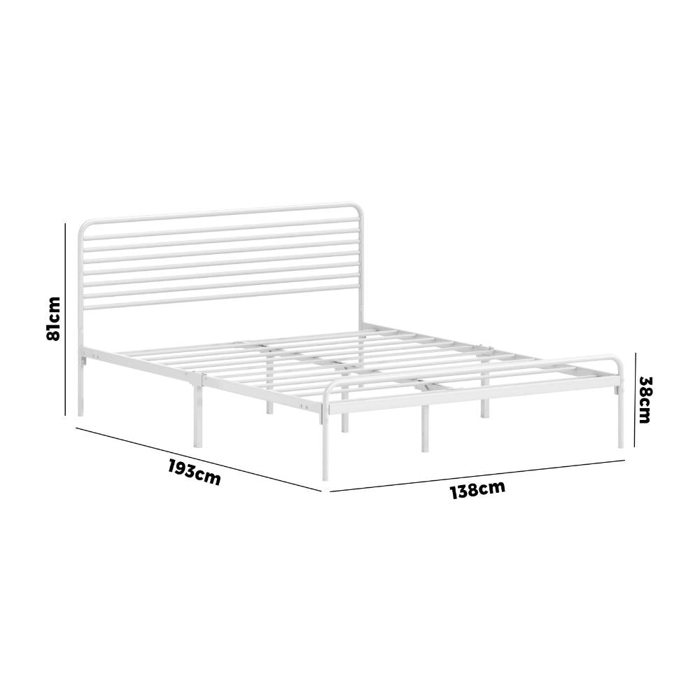 Metal Bed Frame Double Size Platform White