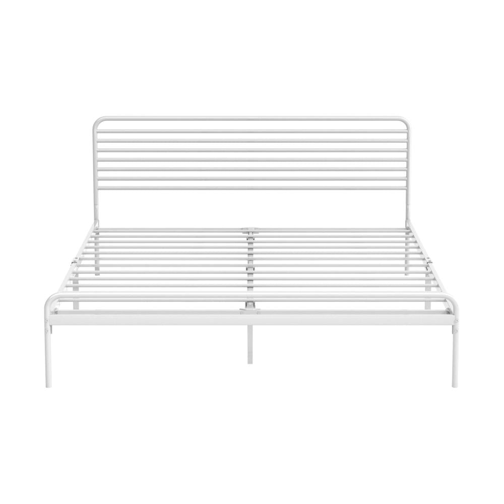 Metal Bed Frame Queen Size Platform White