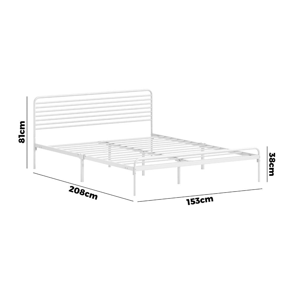 Metal Bed Frame Queen Size Platform White