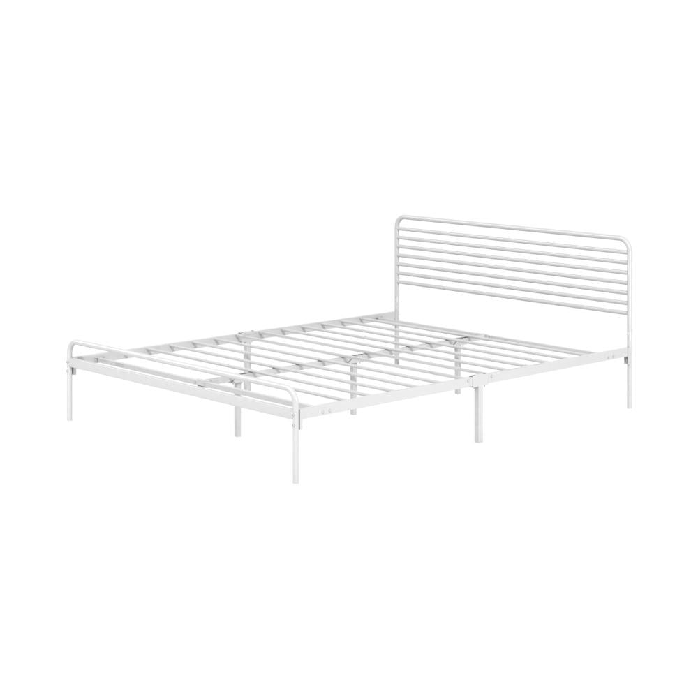 Metal Bed Frame Queen Size Platform White