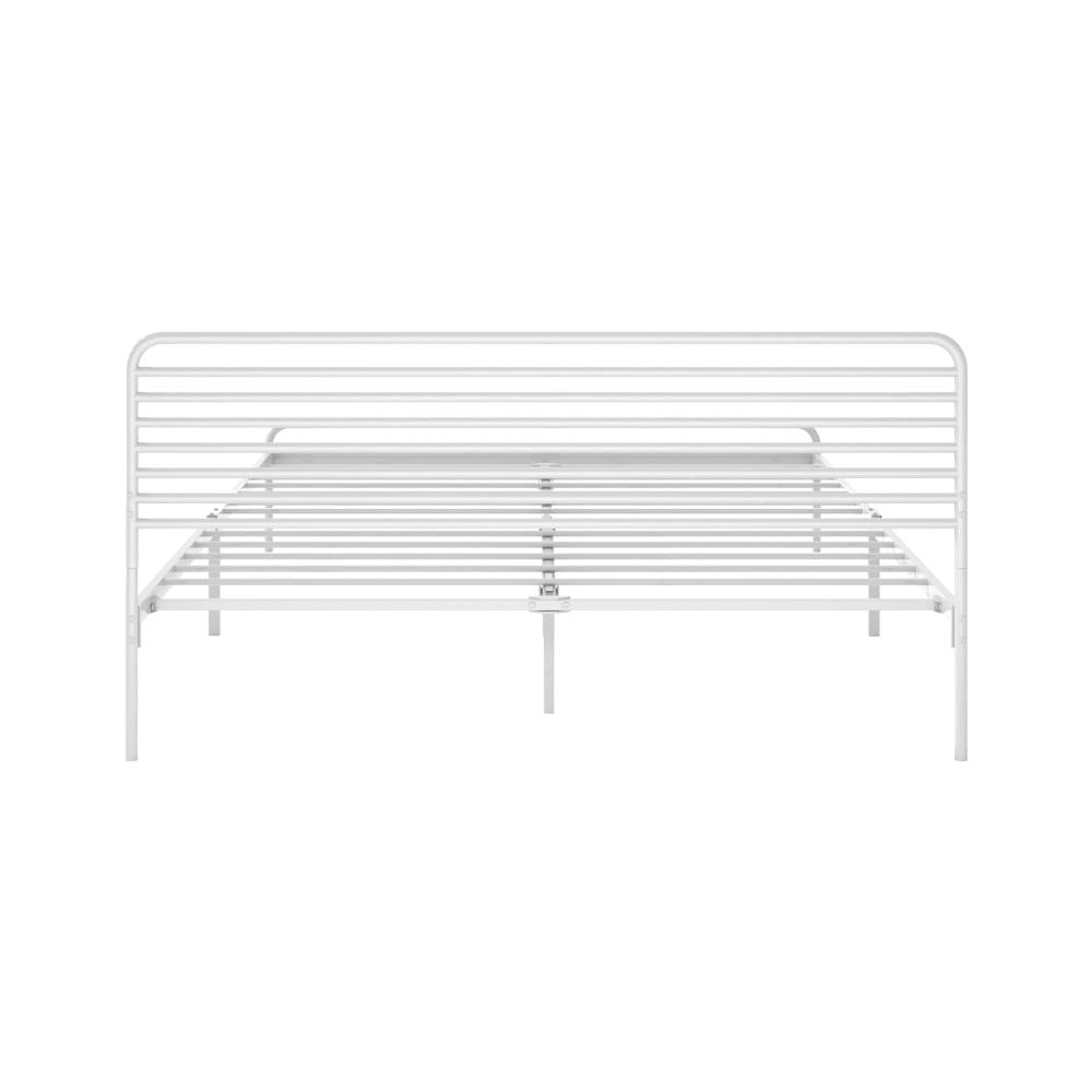 Metal Bed Frame Queen Size Platform White