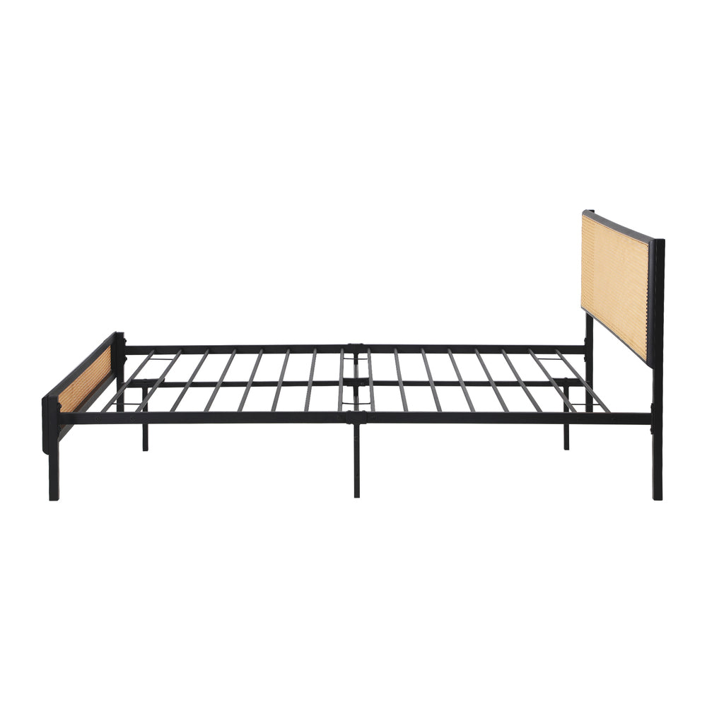 Metal Bed Frame King Single Size with Rattan Board