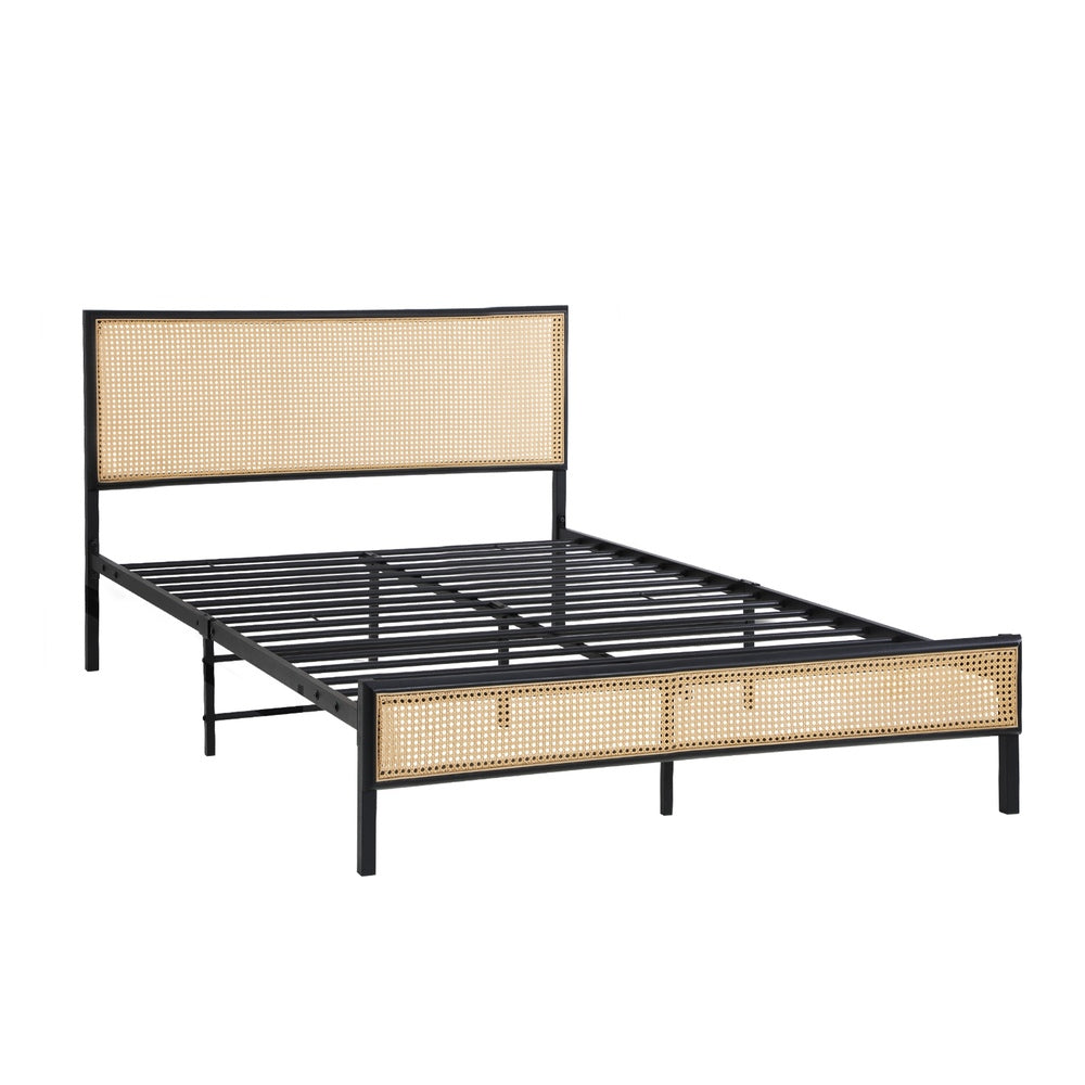 Metal Bed Frame King Single Size with Rattan Board