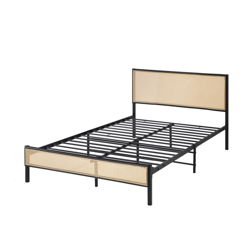 Metal Bed Frame King Single Size with Rattan Board