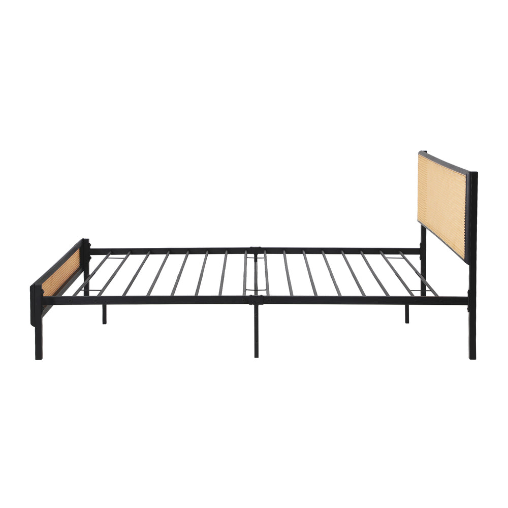 Metal Bed Frame Single Size with Rattan Board