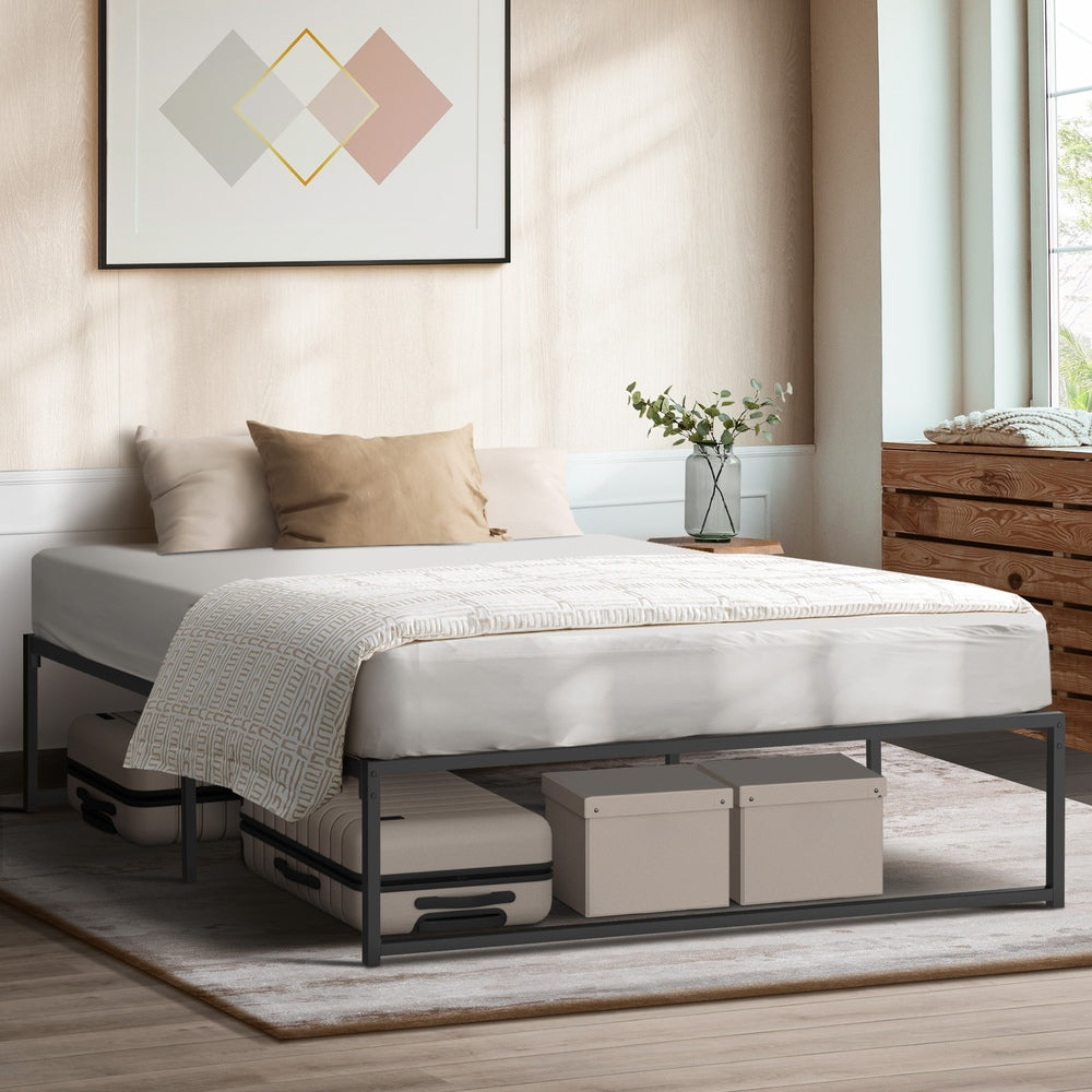 Metal Bed Frame Double Size Beds Platform Black