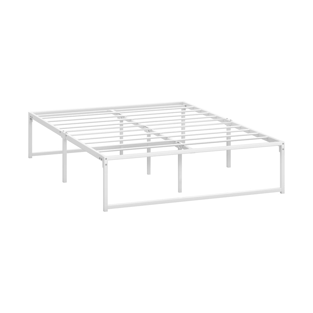 Metal Bed Frame Double Size Bed Base White