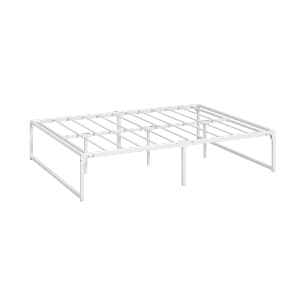Metal Bed Frame Double Size Bed Base White