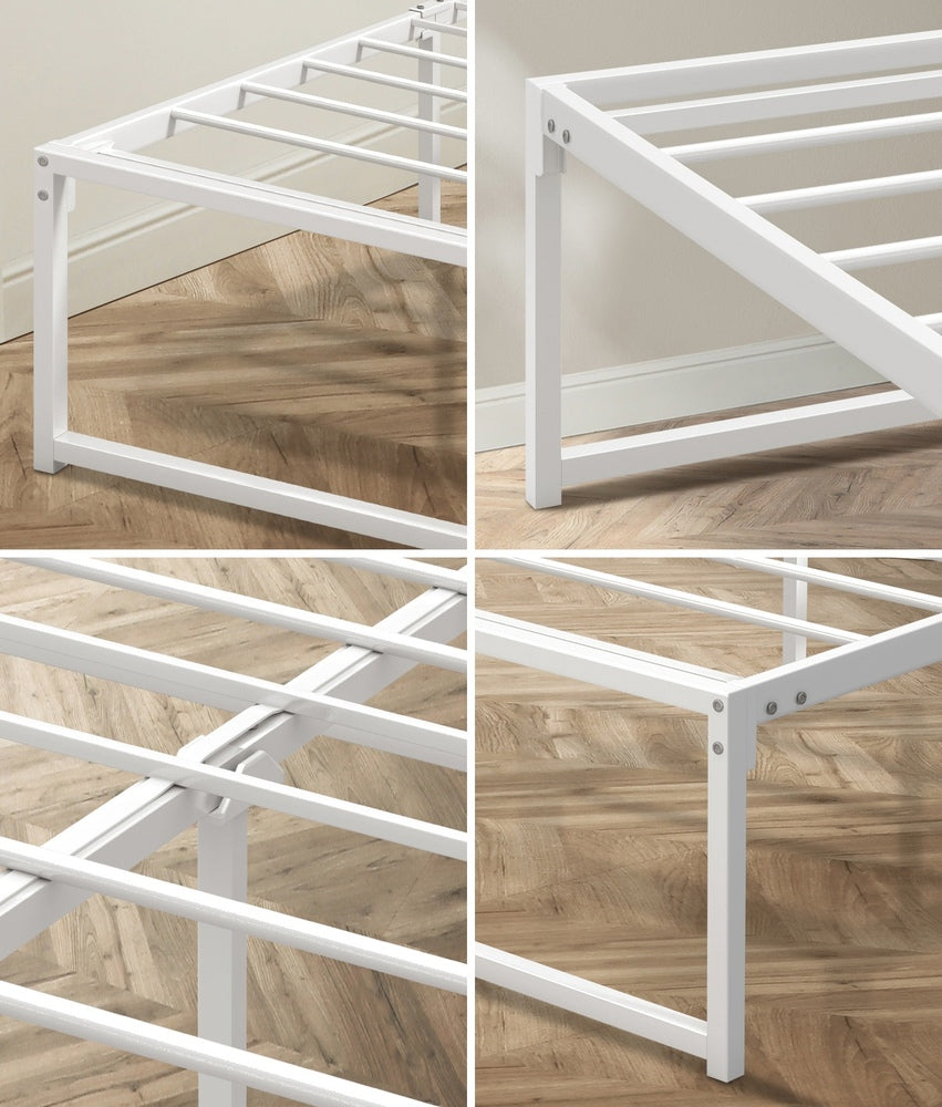 Metal Bed Frame Double Size Bed Base White