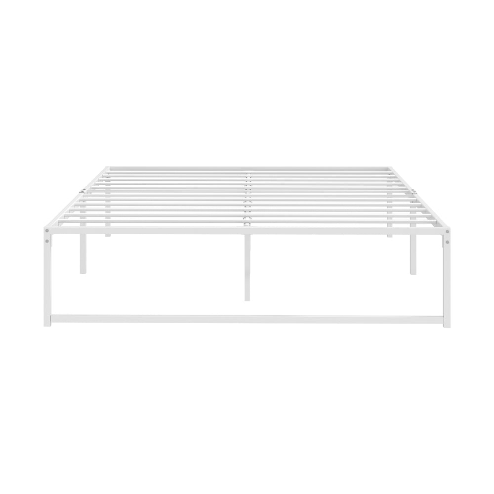 Metal Bed Frame Queen Size Bed Base White