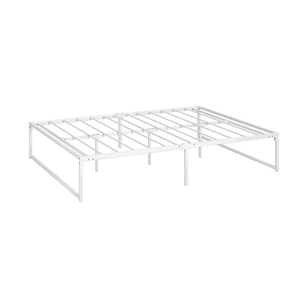 Metal Bed Frame Queen Size Bed Base White