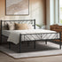 Oikiture Metal Bed Frame Double Size Bed Base Platform Black SIS