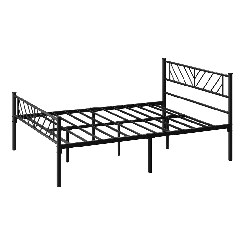 Oikiture Metal Bed Frame Double Size Bed Base Platform Black SIS