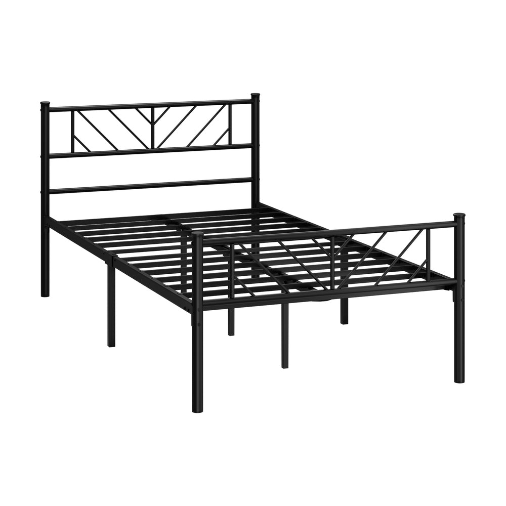 Oikiture Metal Bed Frame King Single Bed Base Platform Black SIS