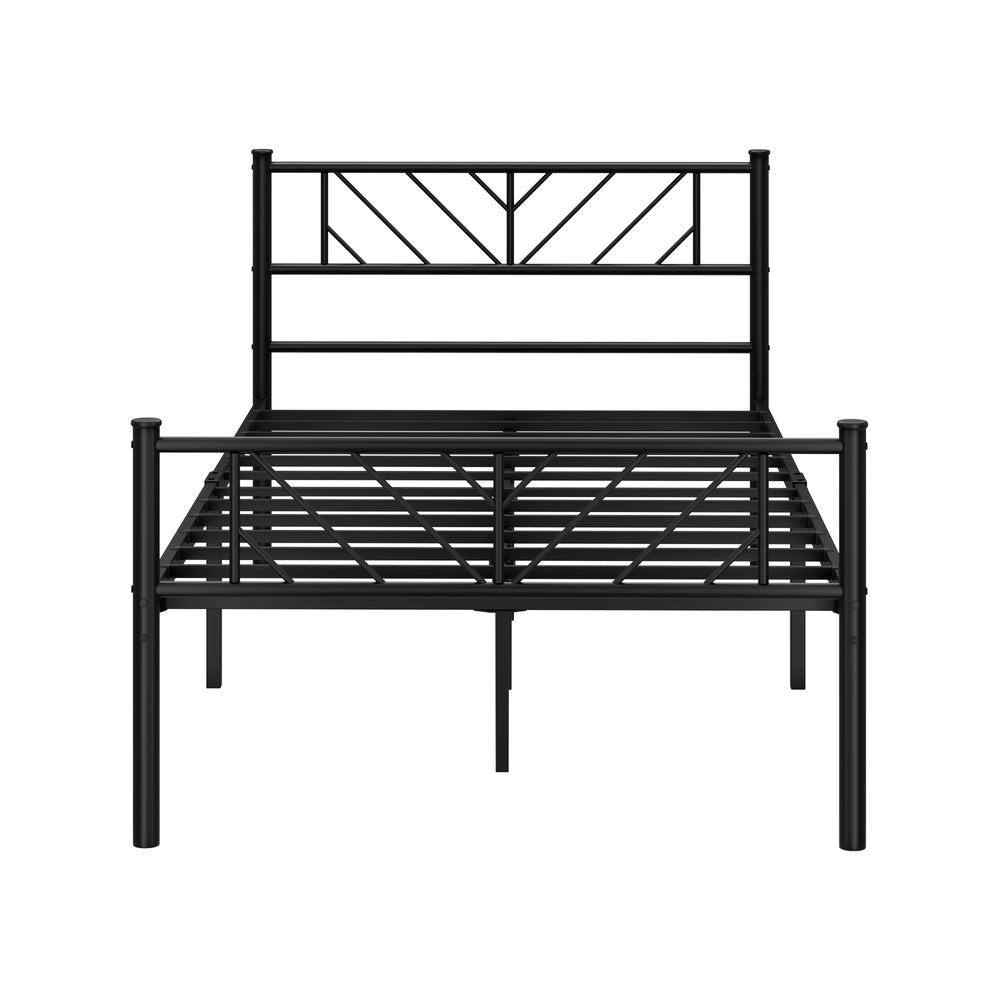 Oikiture Metal Bed Frame King Single Bed Base Platform Black SIS