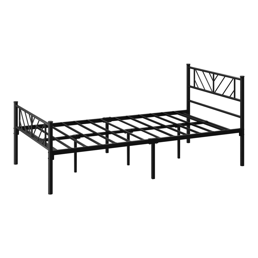 Oikiture Metal Bed Frame King Single Bed Base Platform Black SIS