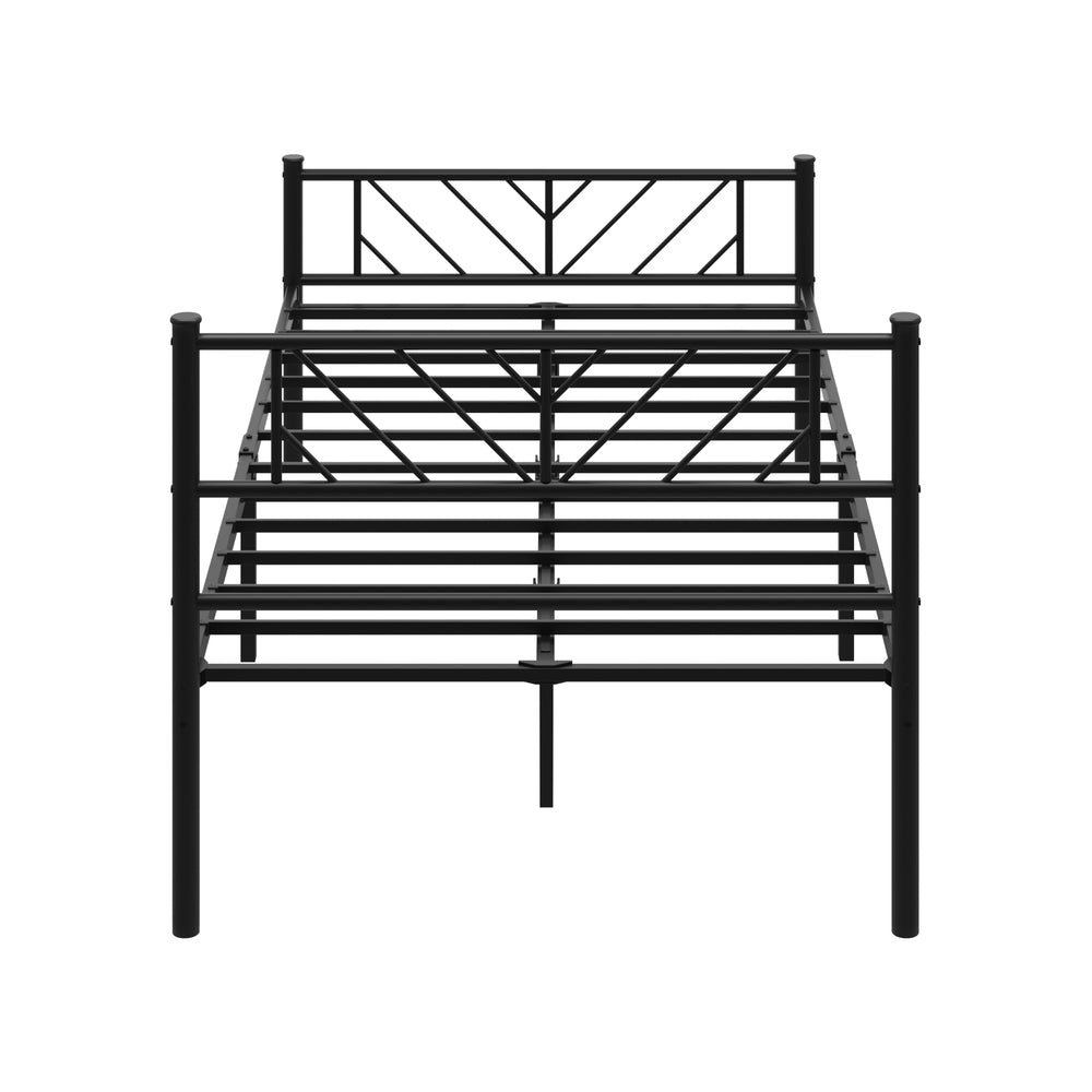 Oikiture Metal Bed Frame King Single Bed Base Platform Black SIS