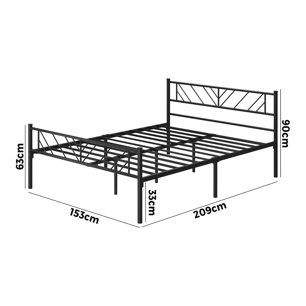 Oikiture Metal Bed Frame Queen Size Bed Base Platform Black SIS