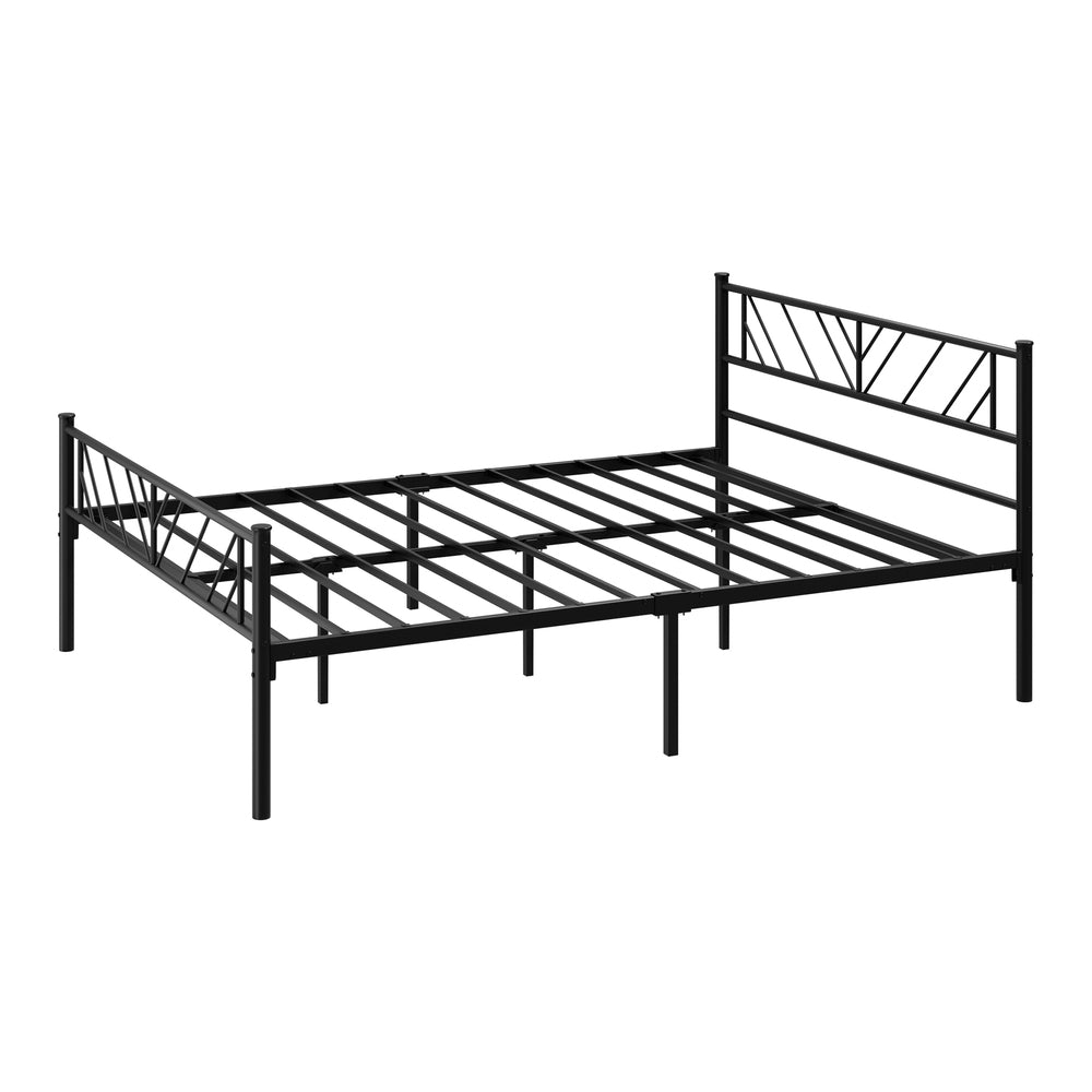 Oikiture Metal Bed Frame Queen Size Bed Base Platform Black SIS