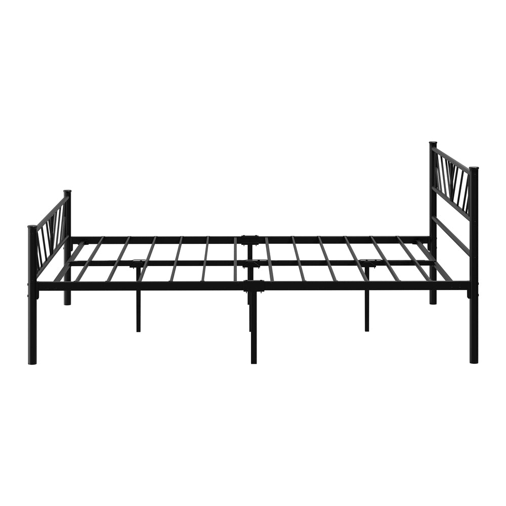 Oikiture Metal Bed Frame Queen Size Bed Base Platform Black SIS