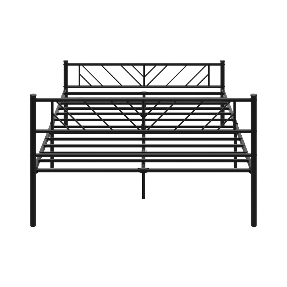 Oikiture Metal Bed Frame Queen Size Bed Base Platform Black SIS