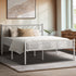 Metal Bed Frame – Queen, Rails Design, Powder‑Coated, Under‑Bed Storage, White