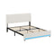 Oikiture Double LED Bed Frame Padded Headboard USB-C Charging Corduroy Beige